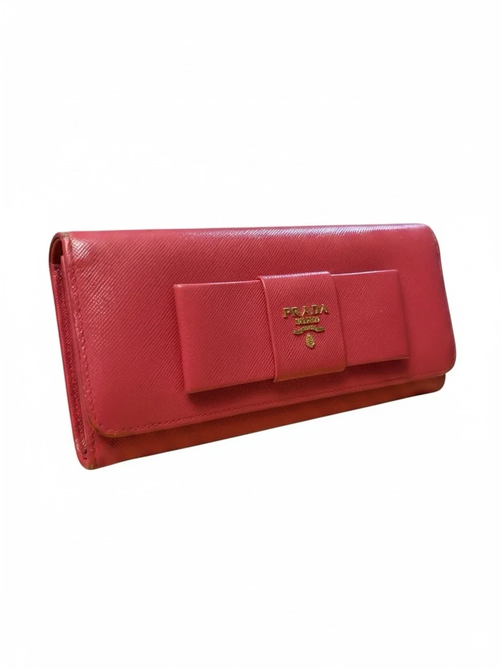 Pink Prada Saffiano Fiocco Ribbon Flap long wallet Preowned